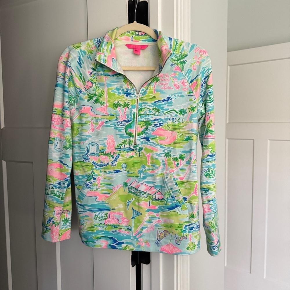 Lilly‎ Pulitzer 1/4 Zip Pullover Pocket Golf Long Sleeve The Honda Skipper